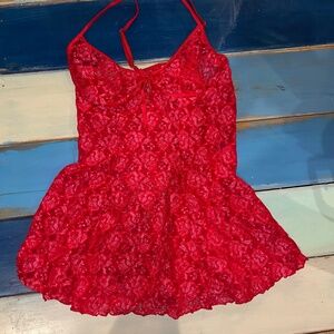 Inner Secrets Red Lace Baby Doll Nighty